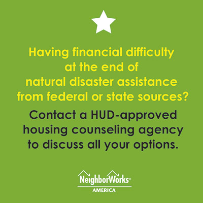 Having financial difficulty? This graphic advises you to contact a HUD-approved housing counselor.