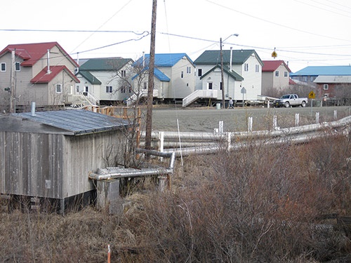 Houses in Bethel are built on pilings.