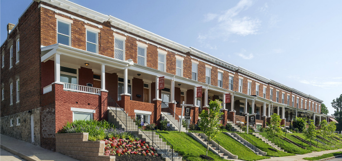 A row of rental homes managed by AHC, Inc.