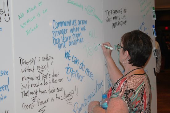 Signing wall at the symposium