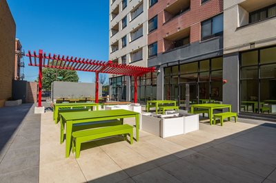 Outside courtyard at J. Van Story Branch apartments.