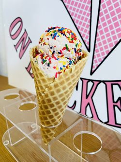 Ice cream cone, close up.