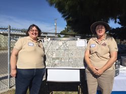 Two women in hats standing side by side